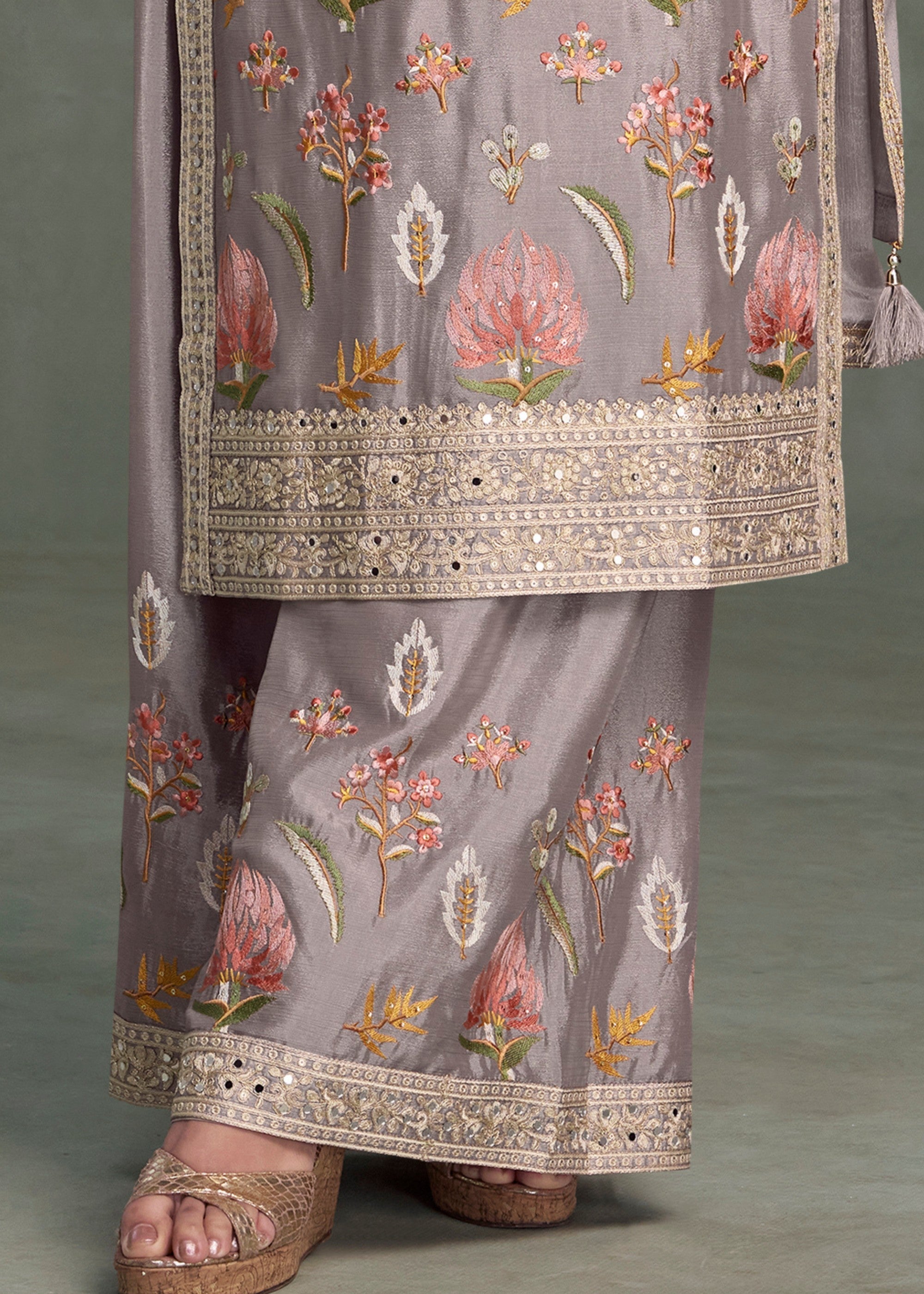 Concrete Premium Chinnon Silk Salwar Suit - qivii