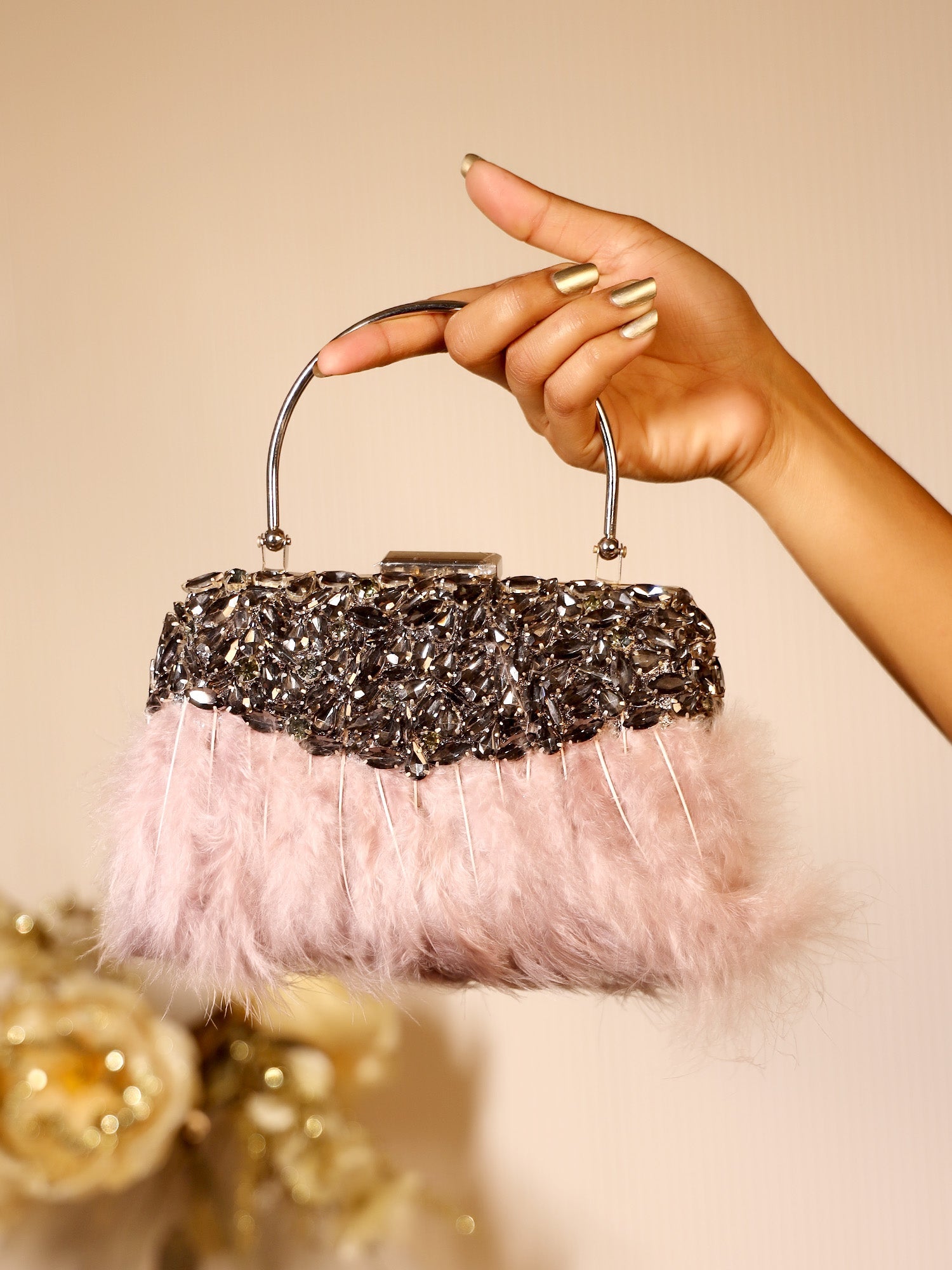 Ellie Purple Feather Evening Clutch - qivii