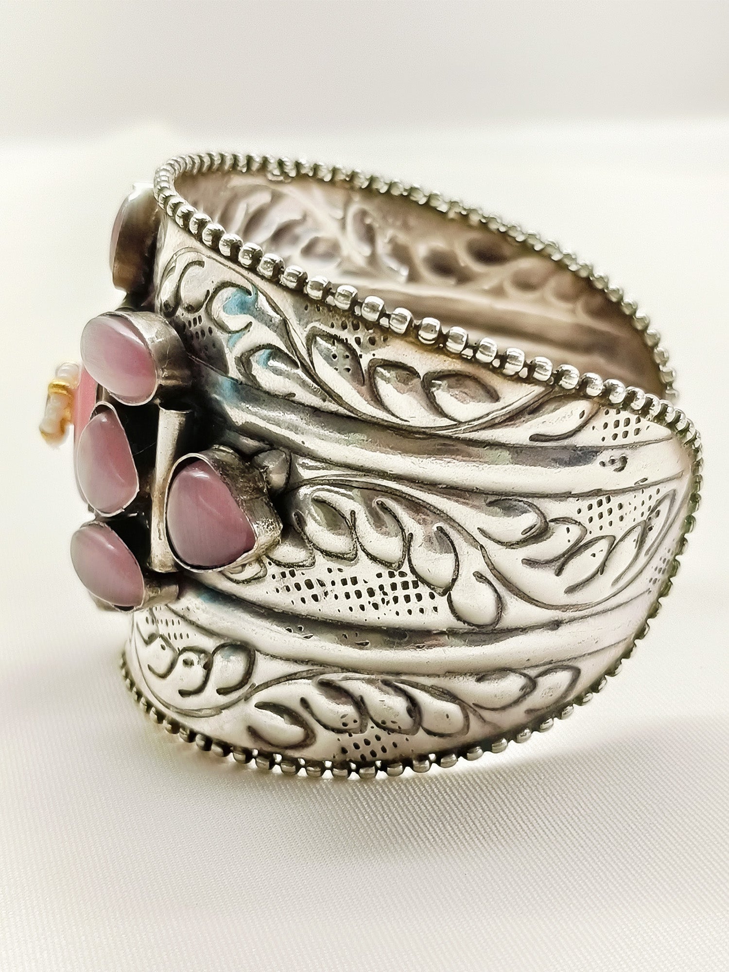 Nazia Baby Pink Oxidized Bracelet