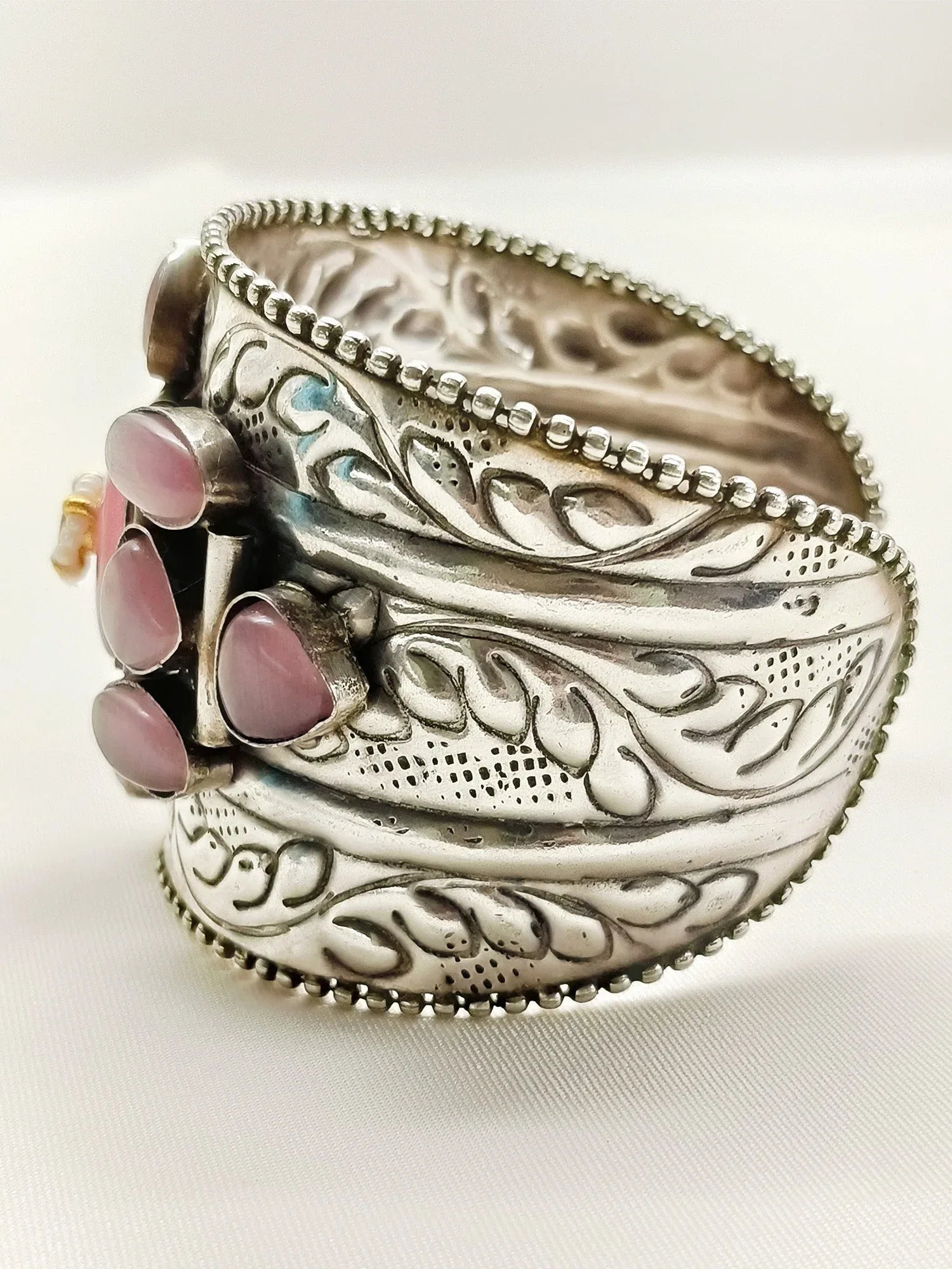 Nazia Baby Pink Oxidized Bracelet