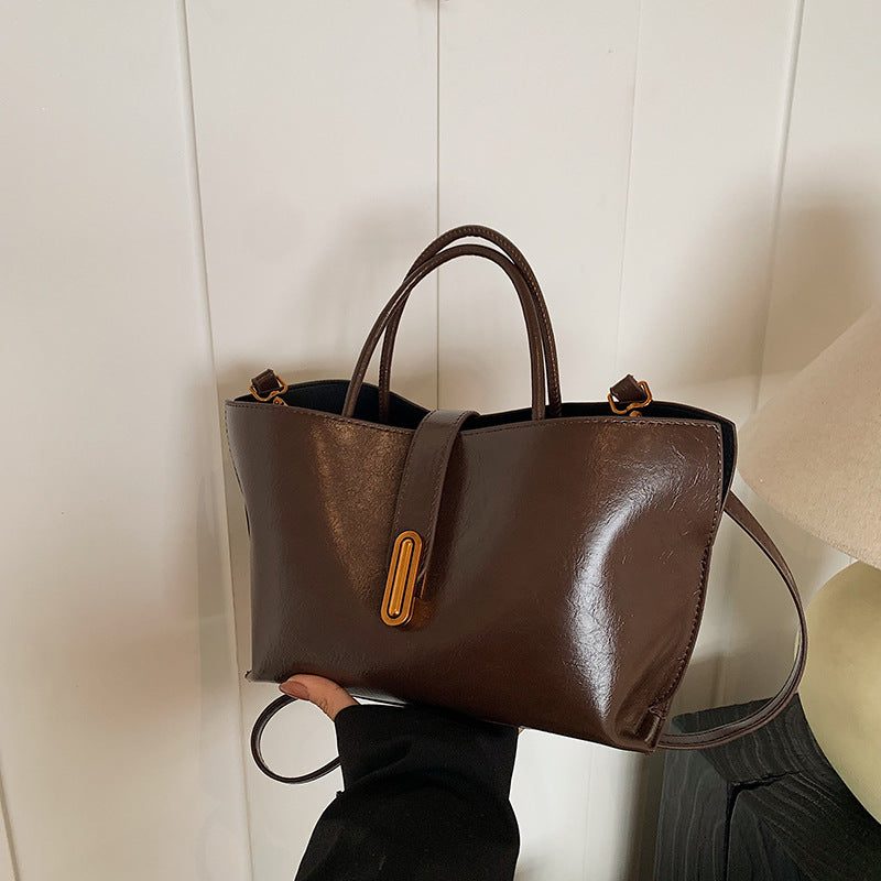 Women's Polished Commuter Tote - Textured Leather Convertible Work Bag | Spacious Crossbody to Handheld Carryall for Professionals