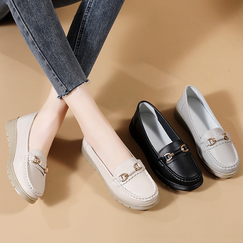 Women's CloudStep Split Leather Driving Moccasins - Slip-On Cushioned Flats for Commuting & Leisure