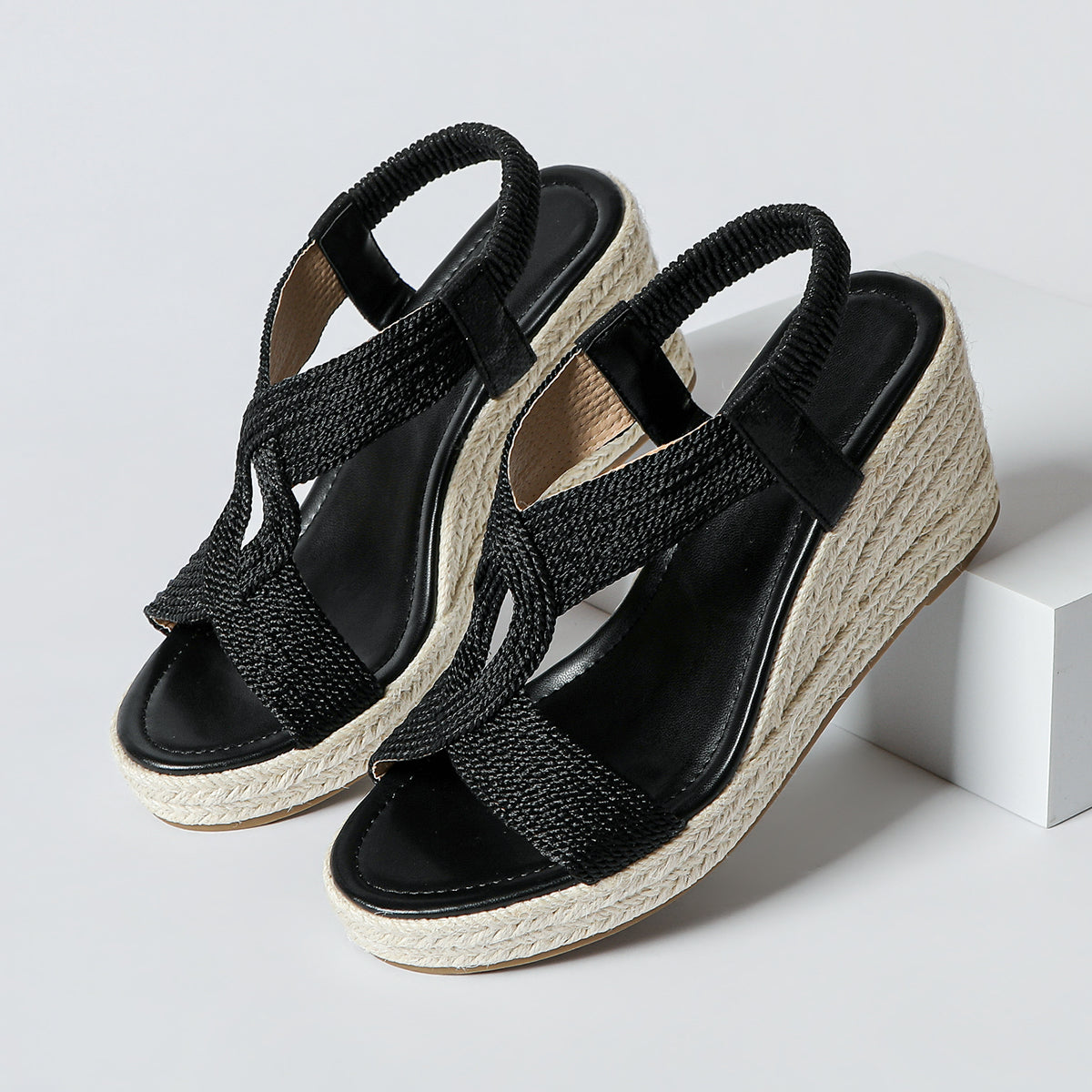Women's Ria Braid Artisan Platform Wedge Sandals – Sculpted Woven Rope Open-Toe Roman Sandals (US 4–10.5)