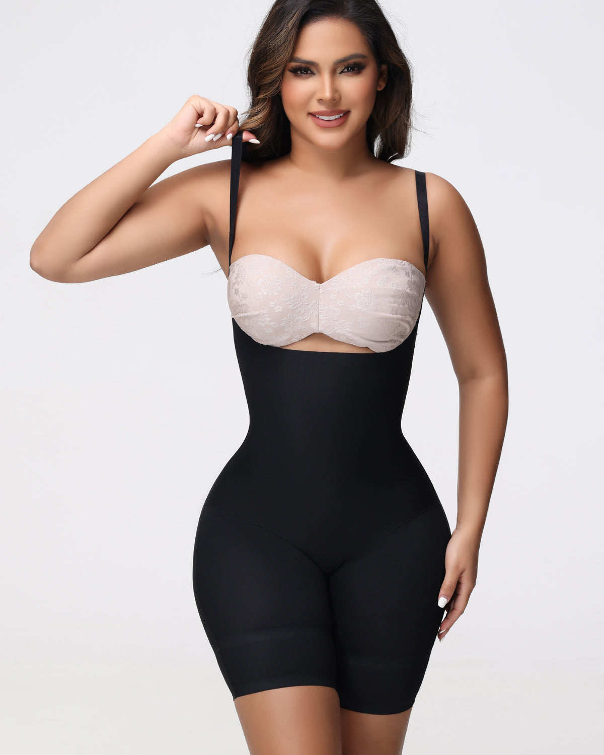 Shapshe® Open Bust Mid Thigh Bodysuit Seamless Sculpting Butt Lifter Shapewear - By Qivii