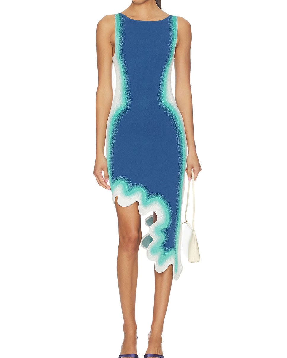 Reversible Wavy Slim Midi Dress - By Qivii