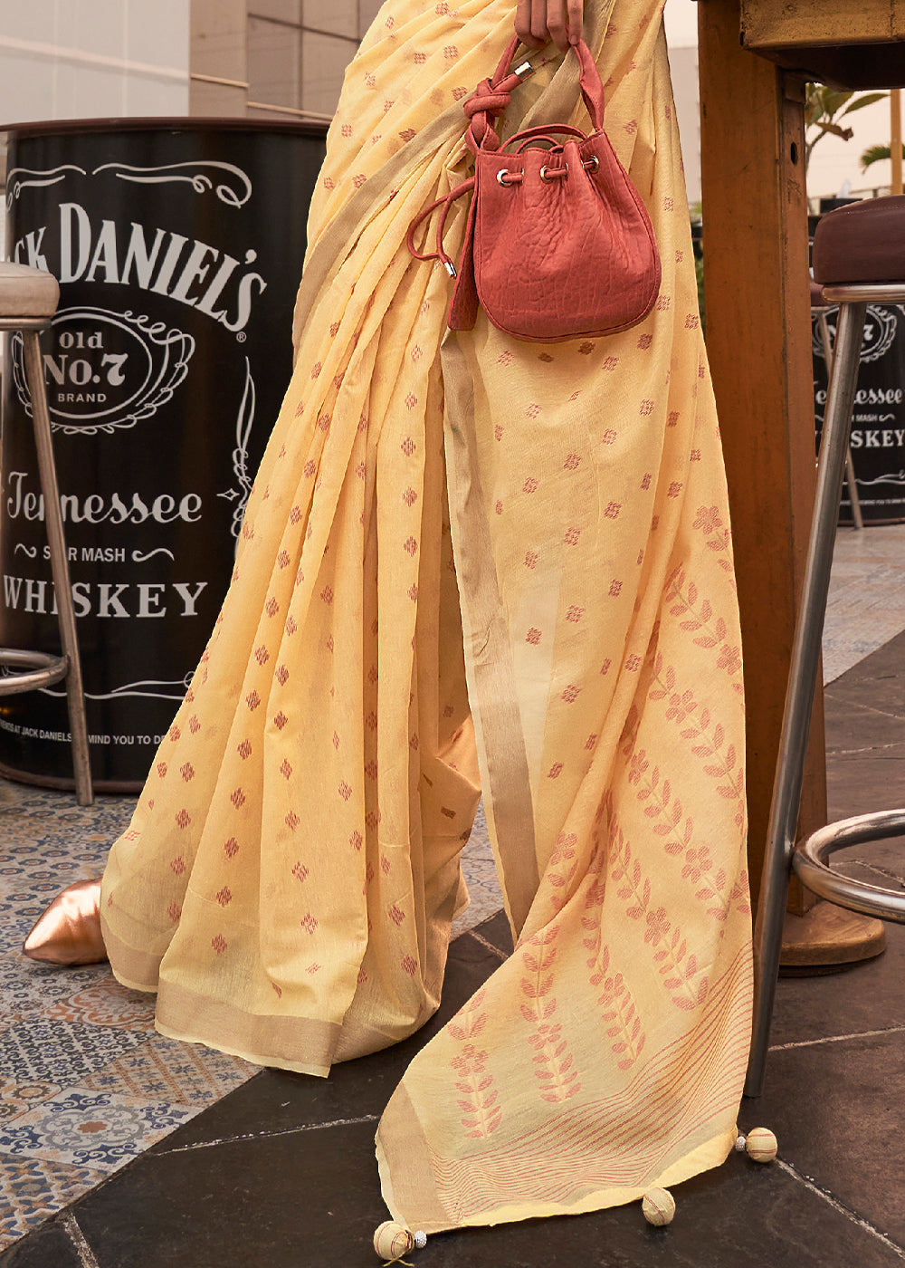 Royal Yellow Handloom Weaving Banarasi Cotton Silk Saree - qivii