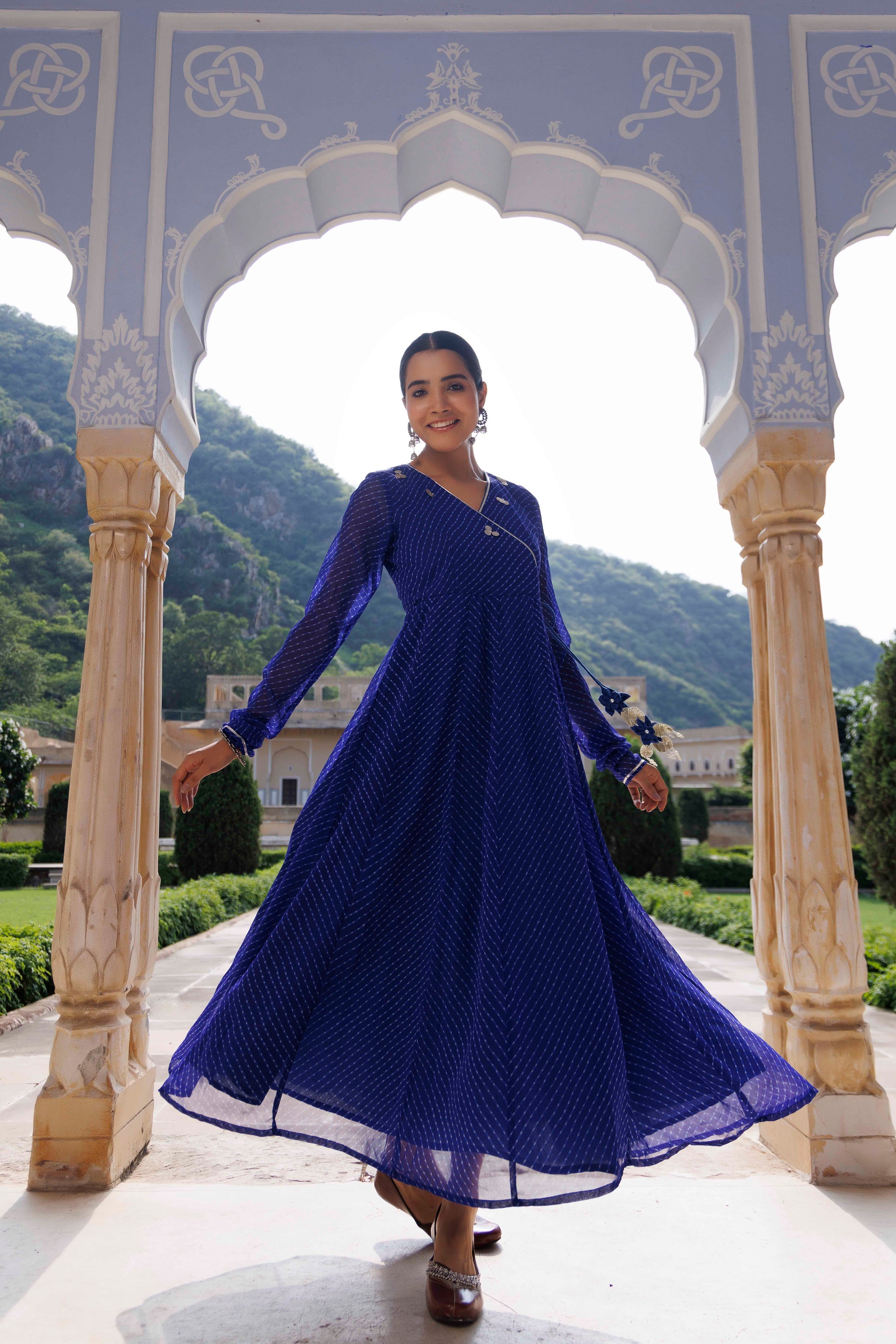 Blue Leheriya Kurta