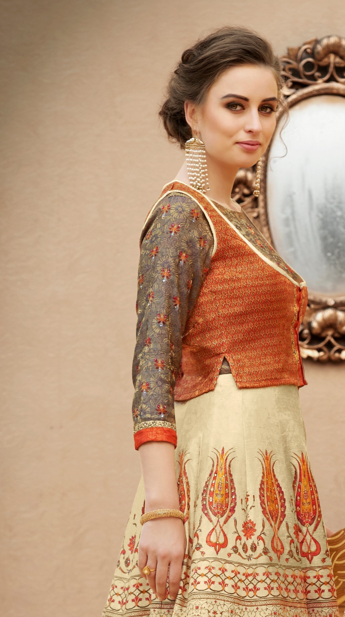 Modern Opulence: A Banarasi Viscose Jacquard Silk Gown - qivii