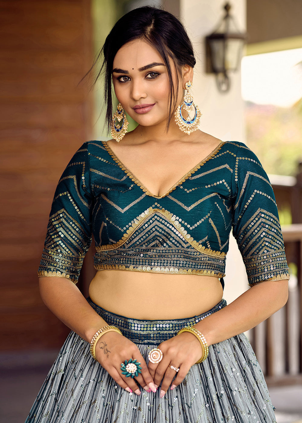 Shades Of Blue Soft Net Lehenga Choli with Sequins & Thread Embroidery work | Ready To Wear - qivii
