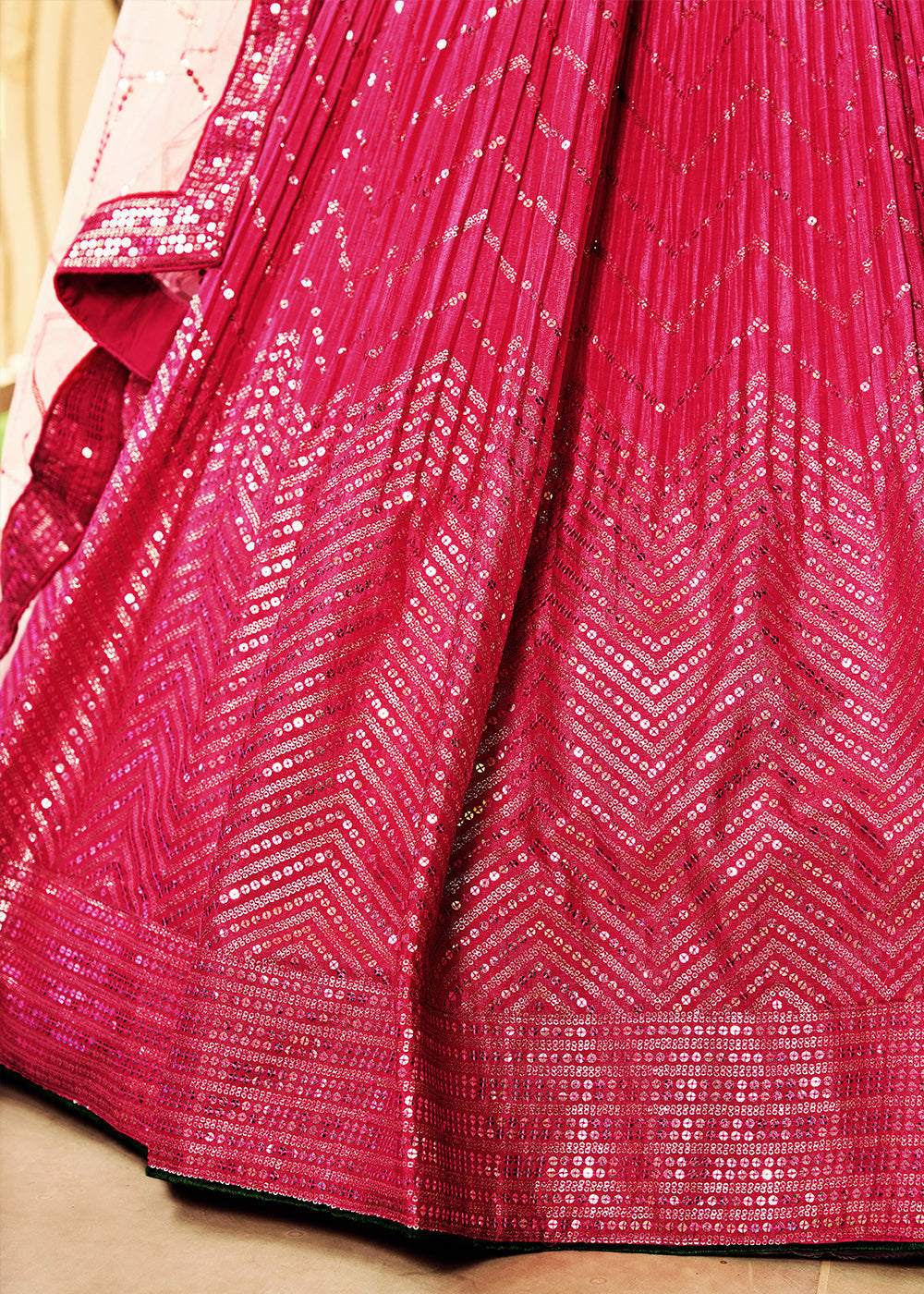 Shades Of Pink Soft Net Lehenga Choli with Sequins & Thread Embroidery work | Ready To Wear - qivii