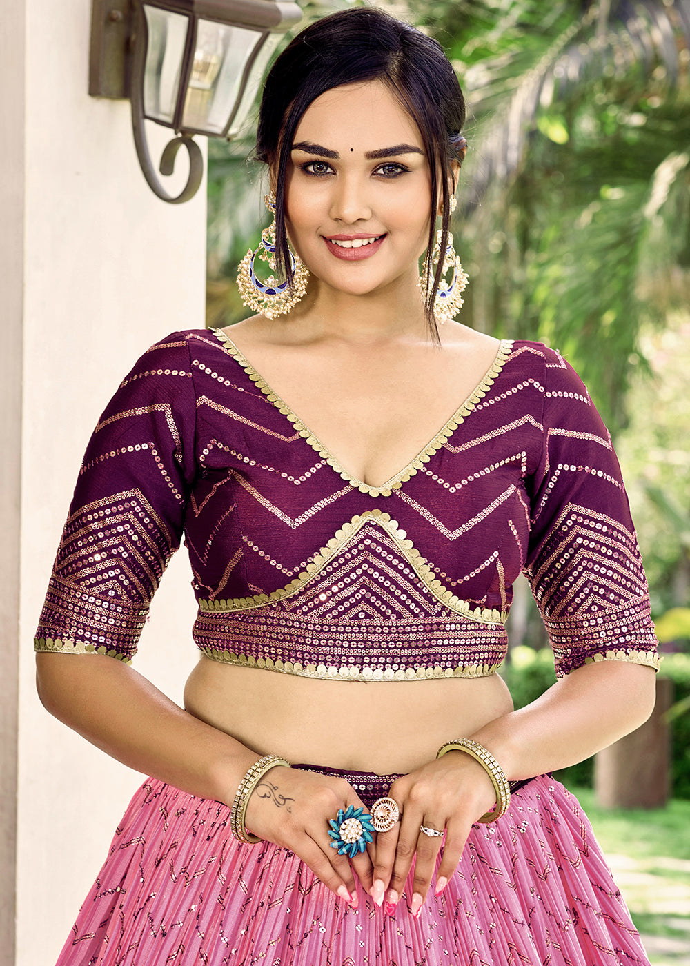 Shades Of Purple Soft Net Lehenga Choli with Sequins & Thread Embroidery work | Ready To Wear - qivii