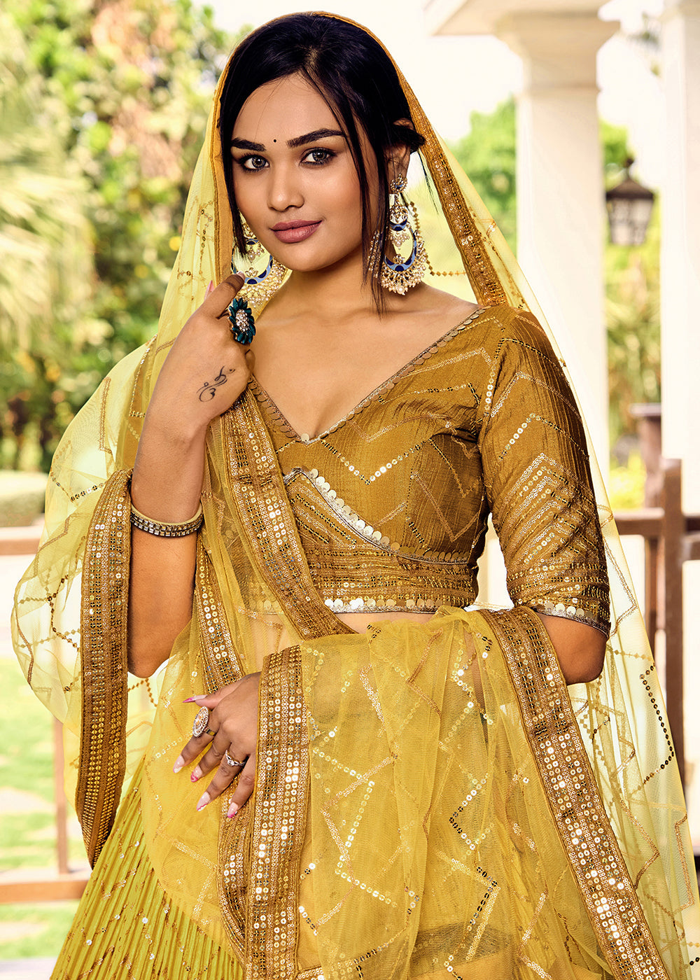 Shades Of Yellow Soft Net Lehenga Choli with Sequins & Thread Embroidery work | Ready To Wear - qivii