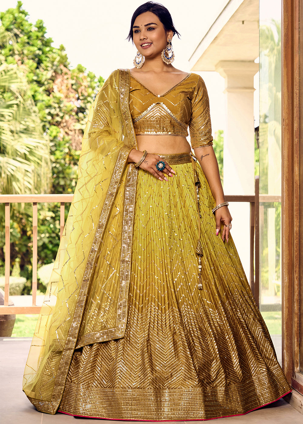 Shades Of Yellow Soft Net Lehenga Choli with Sequins & Thread Embroidery work | Ready To Wear - qivii