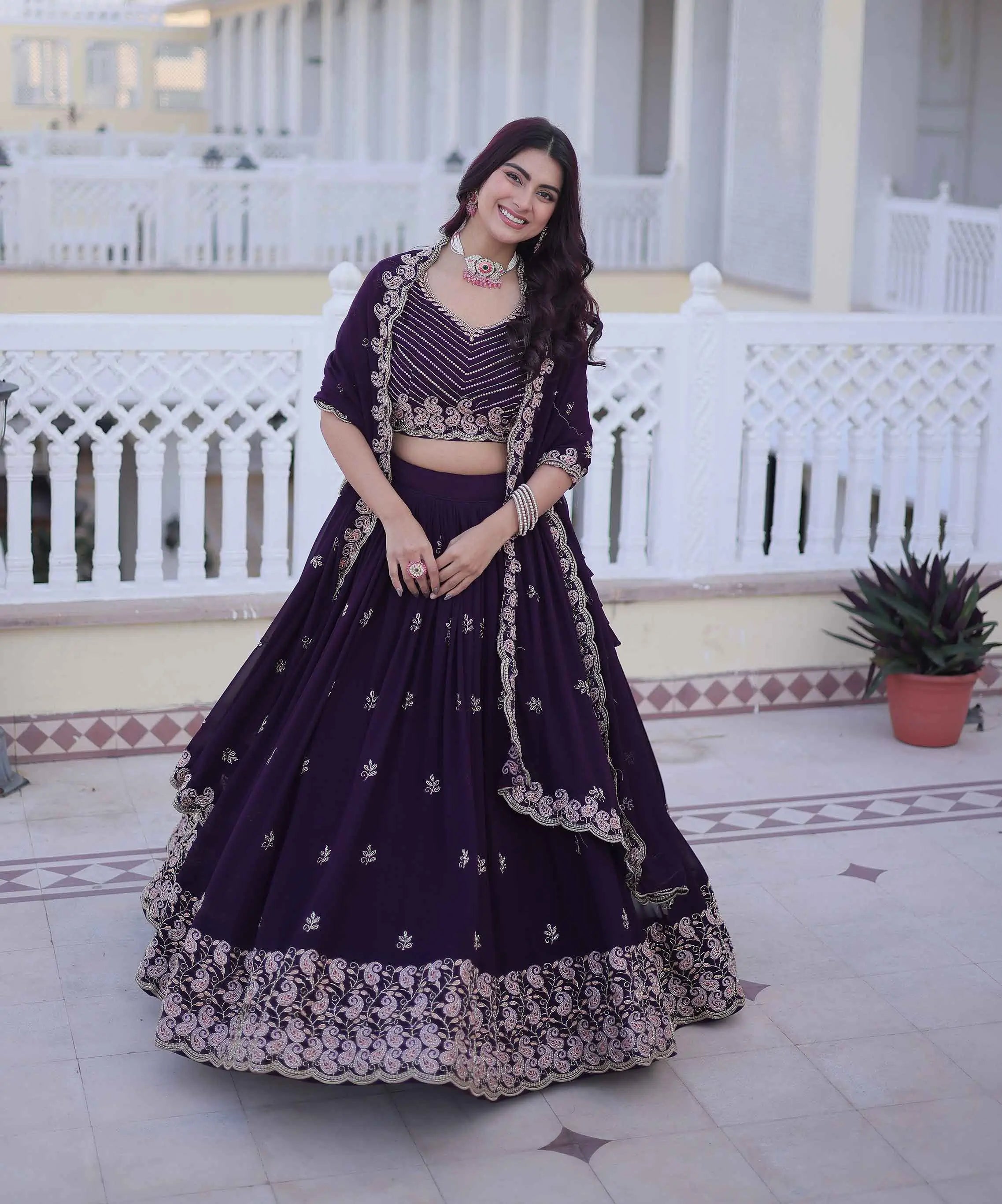 Ebony Heavy Embroidery Work Lehenga