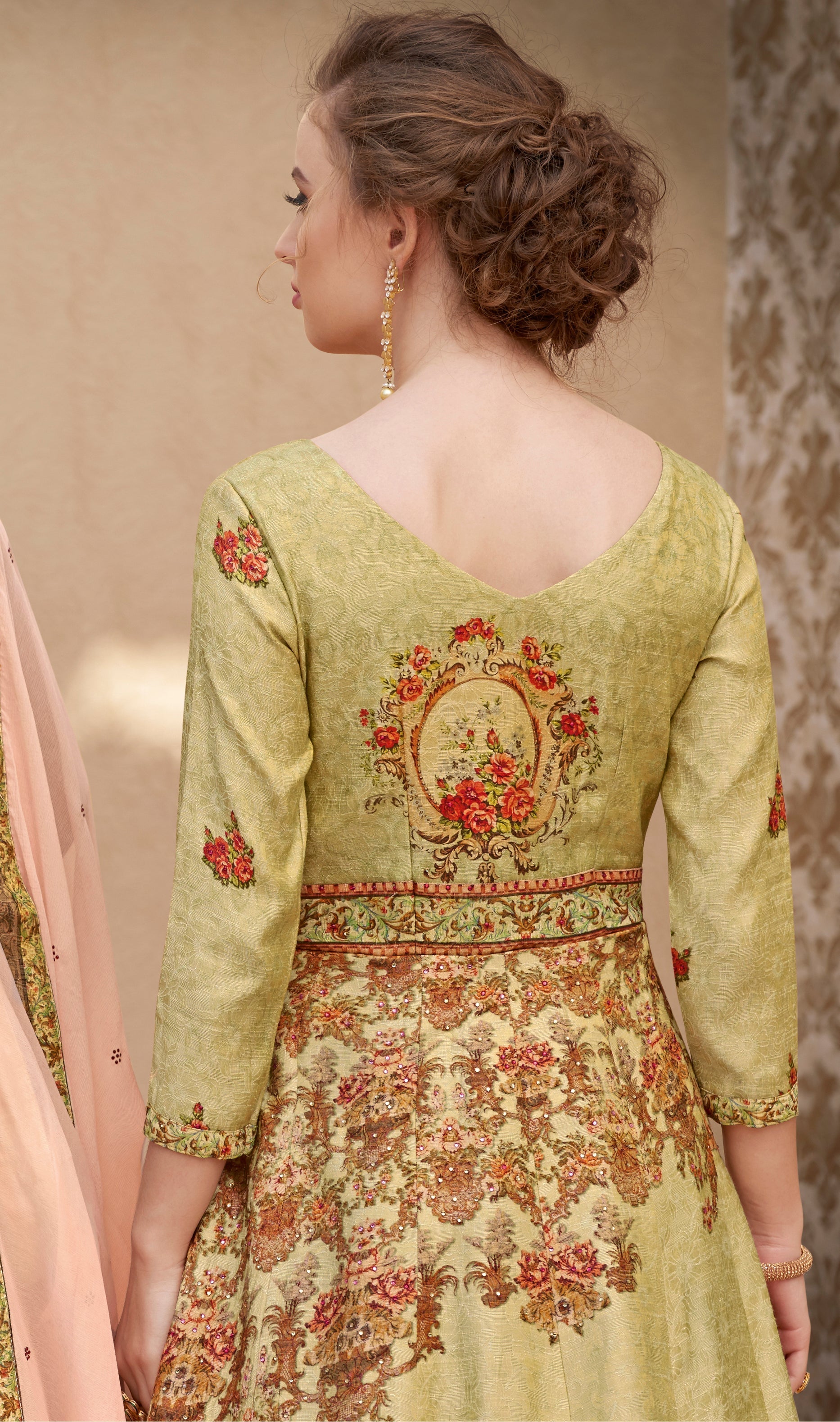 Timeless Charm: A Banarasi Jacquard Silk Gown - qivii