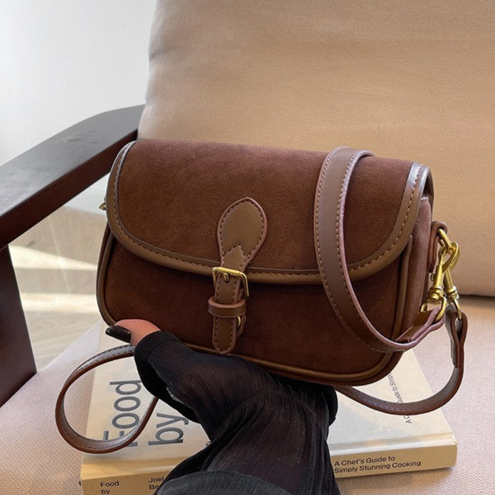 Women's Saddle Luxe Sling Bag - Matte Vintage Crossbody with Signature Buckle & Adjustable Wear