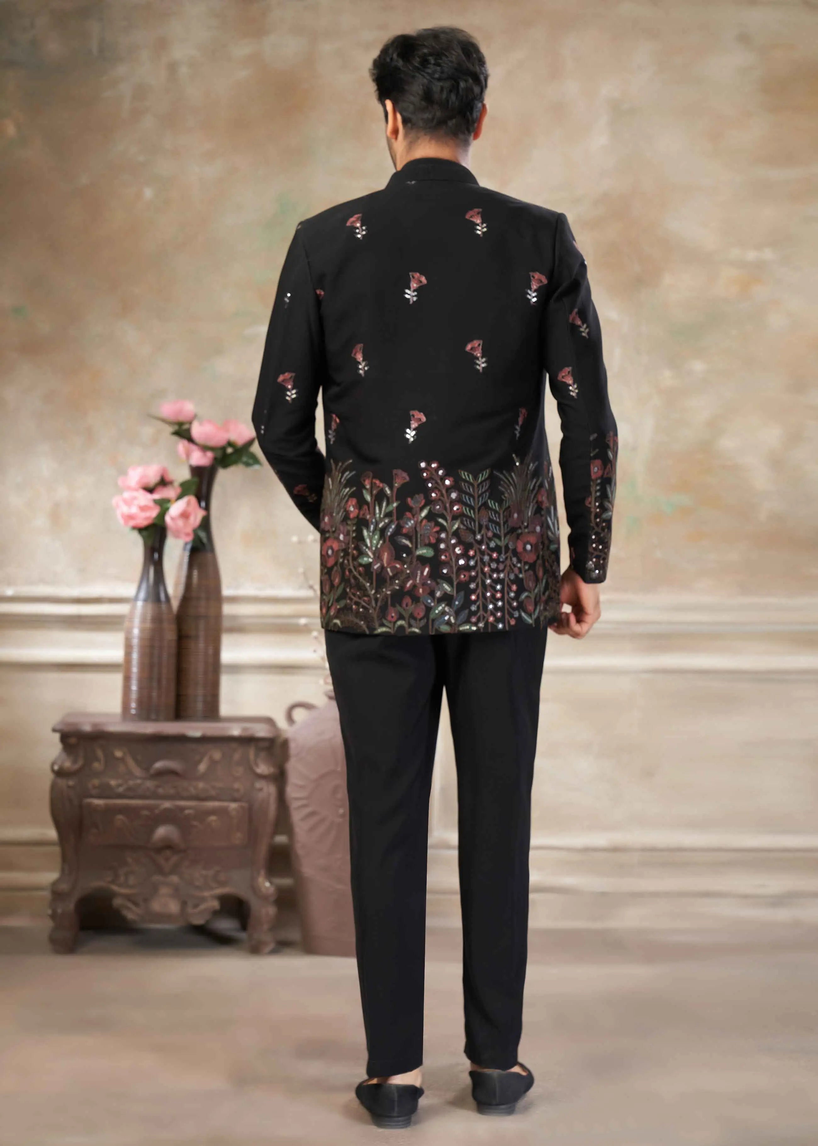 Black Men's Embroidery Jodhpuri