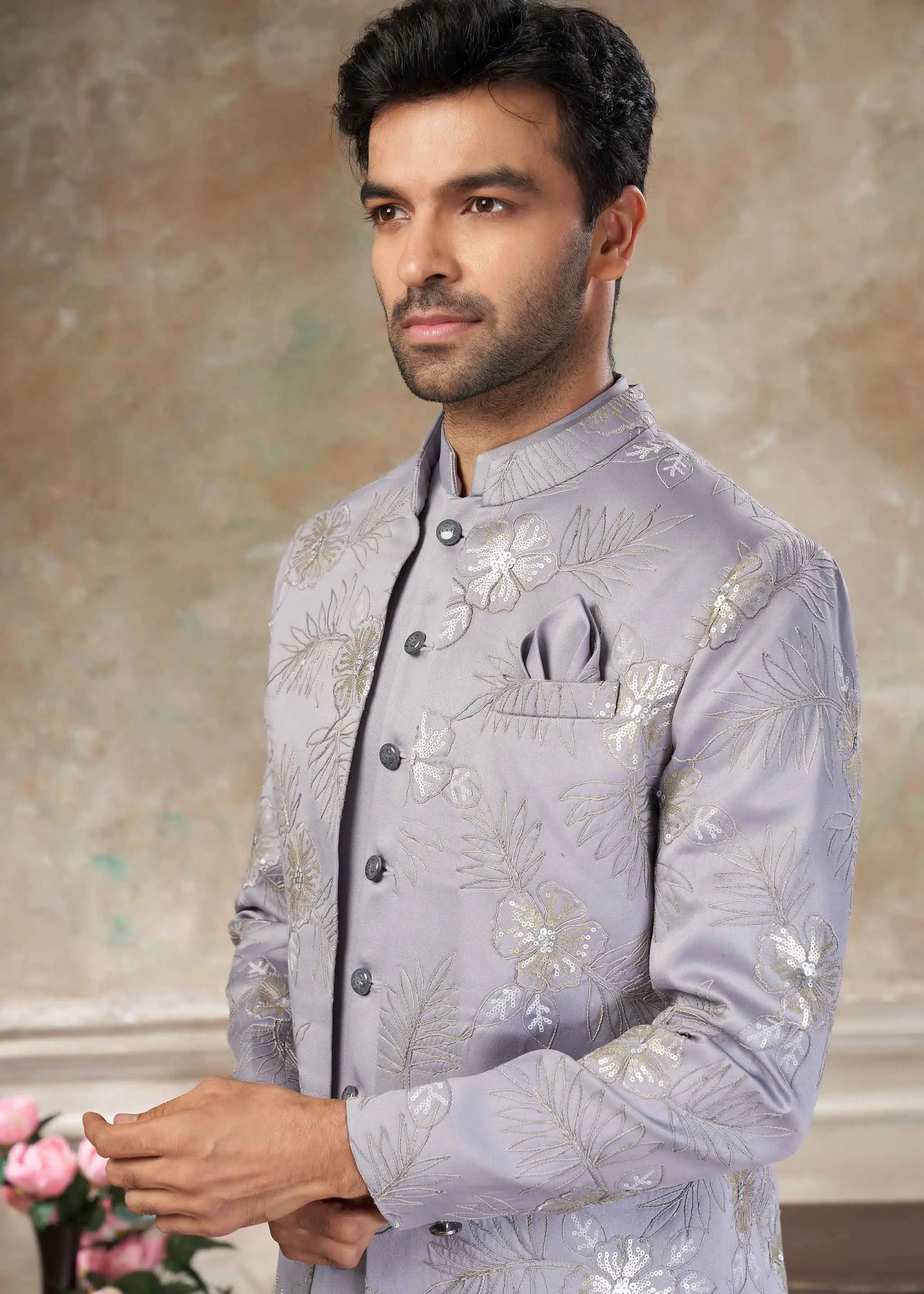 Silver Grey Designer Embroidery Jodhpuri