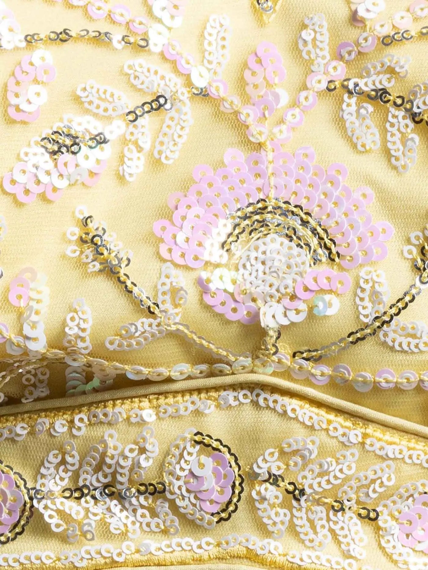 Yellow Sequins Work Net Lehenga Choli