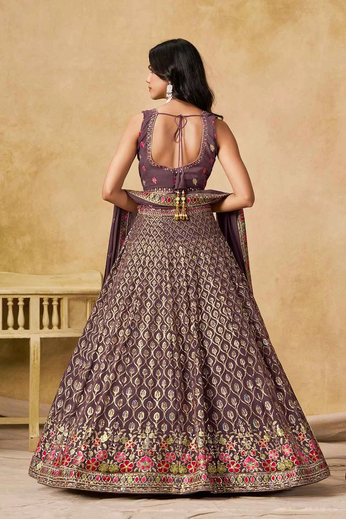 Dull Purple Sequins Embroidery Work Lehenga Choli