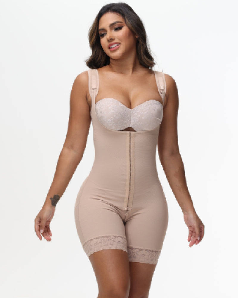 Fajas Colombianas Stage 2 Open Bust High Compression Shapewear With Zipper Crotch - By Qivii