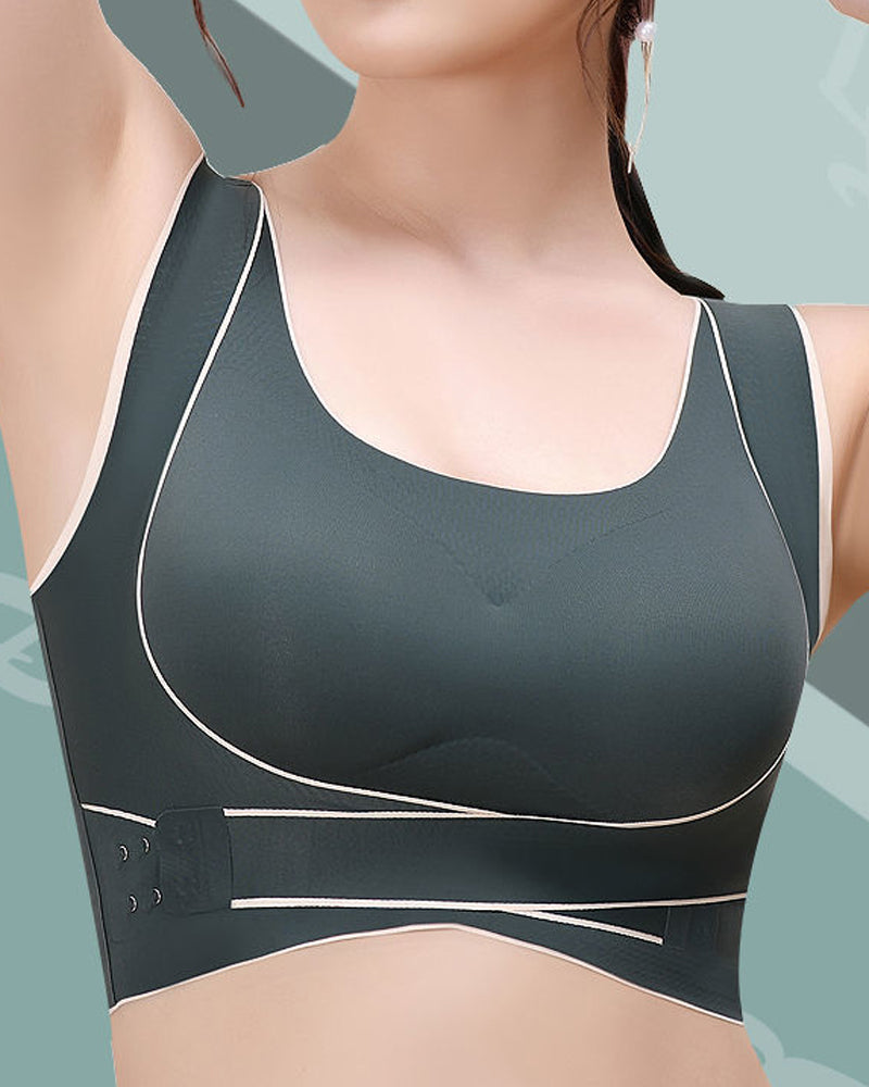 Wireless Front Cross Side Buckles Bra Hunchback Correction Shockproof Yoga Underwear - By Qivii