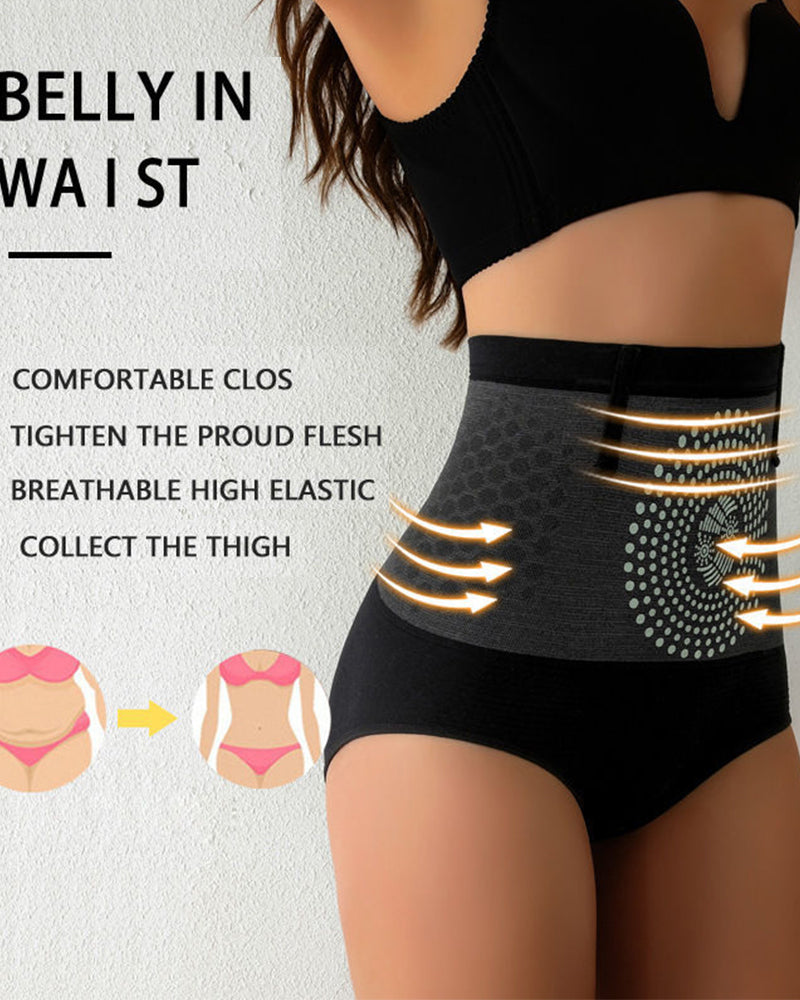 Women's Magnetic Therapy Warm Uterus Panties Seamless High Waist Abdomen Control Briefs - By Qivii