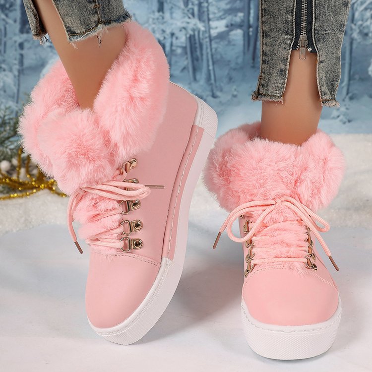 Women's Heritage Plush Snow Boot - Platform Winter Boots with Faux Fur Lining & Classic Lace-Up Design (US 5-10.5)