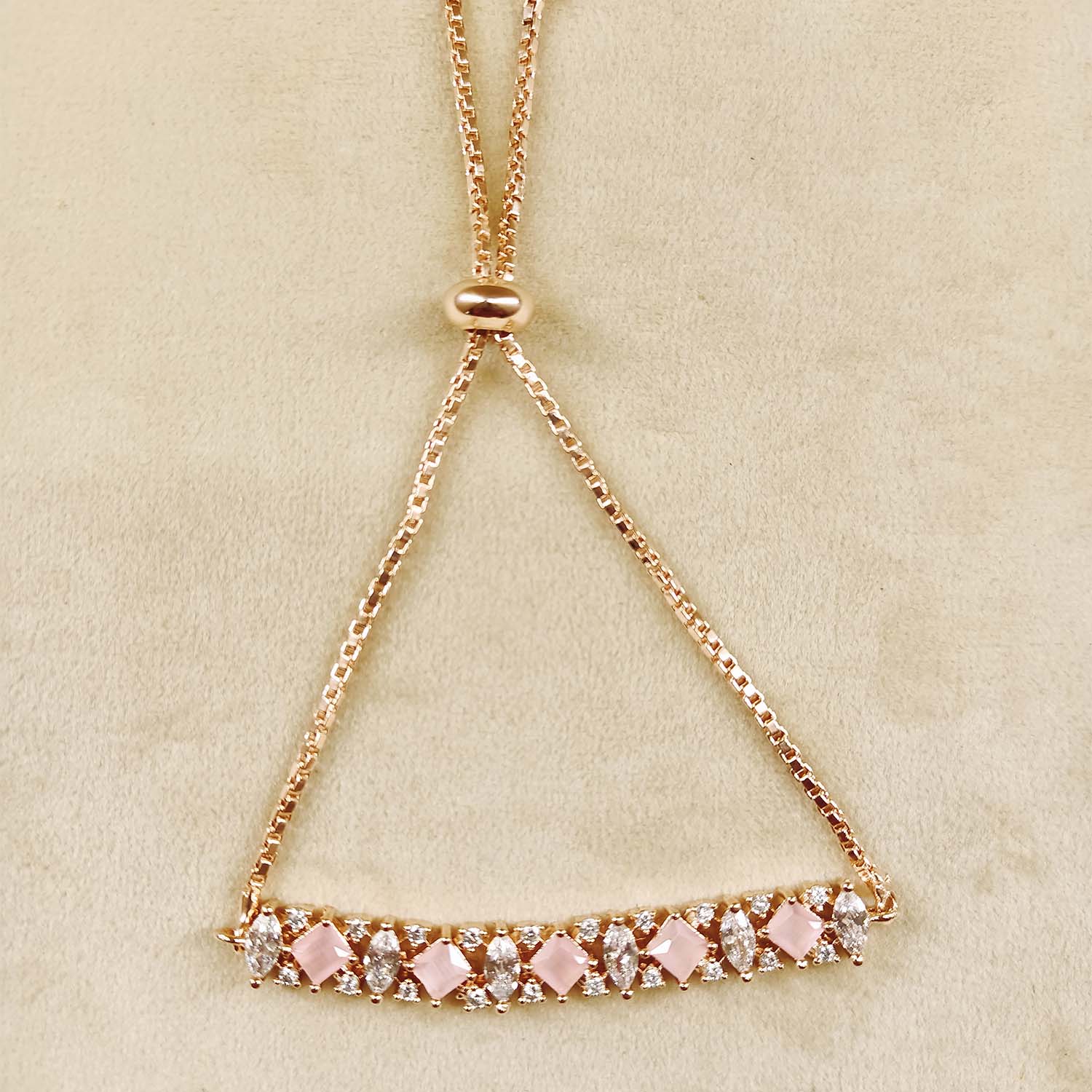 Vasulakshmi Baby Pink Stones Rose Plated Flexible Bracelet