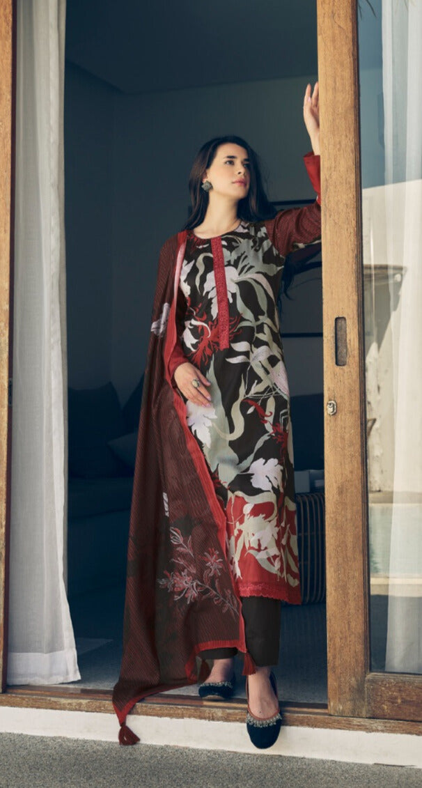 MAROON PURE LAWN COTTON WITH FENCY WORK WITH DIGITAL PRINT SALWAR SUIT