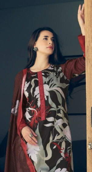 MAROON PURE LAWN COTTON WITH FENCY WORK WITH DIGITAL PRINT SALWAR SUIT