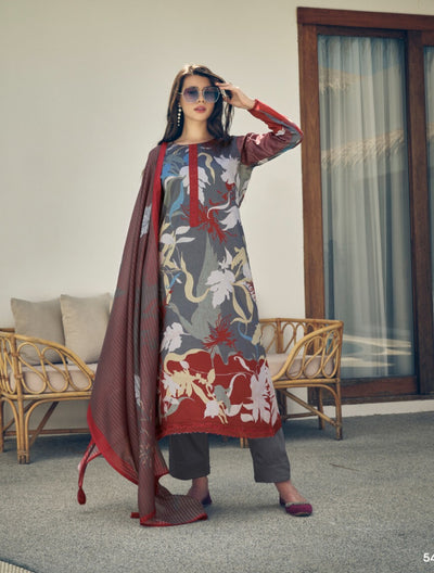 GRAY PURE LAWN COTTON WITH FENCY WORK WITH DIGITAL PRINT SALWAR SUIT