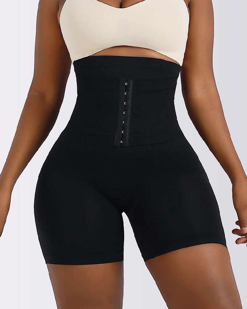 High Waist Stretchy Hourglass Buckle Belt Corset Butt Lift Shapewear Shorts - By Qivii