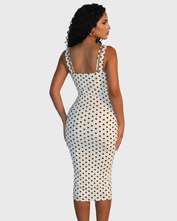 Sexy Women's Slim-Fit Stretchy Classic Polka Dot Maxi Dress - By Qivii