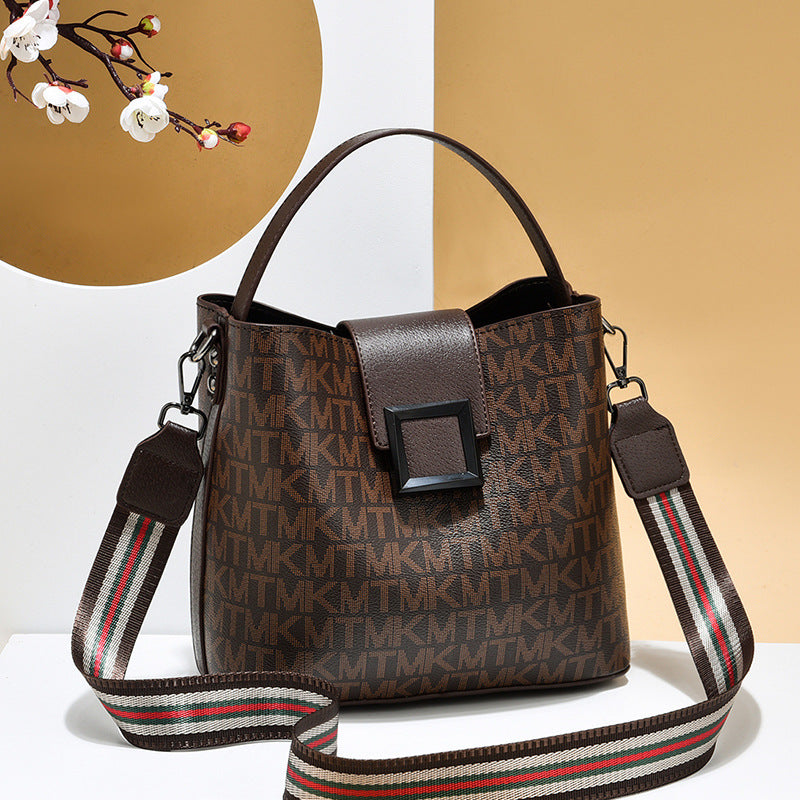 Women’s Signature-Buckle Square Bucket Bag - Premium Convertible Shoulder & Crossbody with Architectural Silhouette & Elevated Minimalism