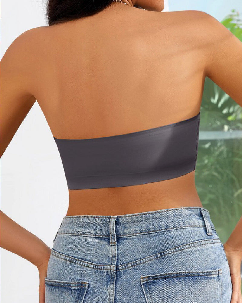 Wireless Strapless Bandeau Bra Seamless Stretch Non Padded Push Up Bralette - By Qivii