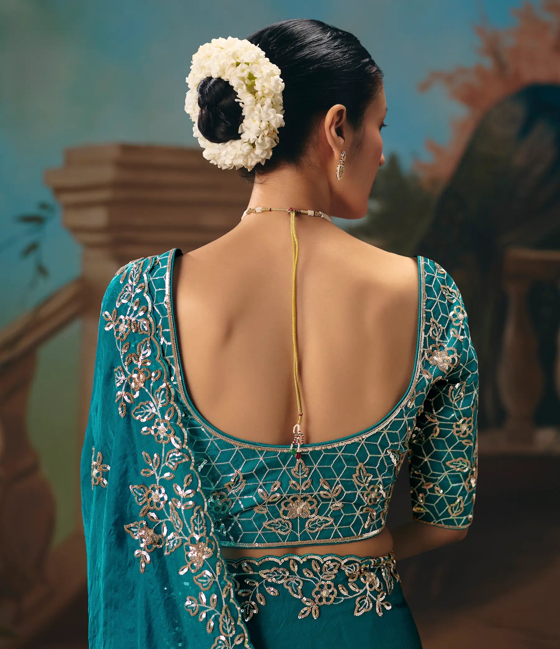 Aqua Blue Fancy Embroidered Saree
