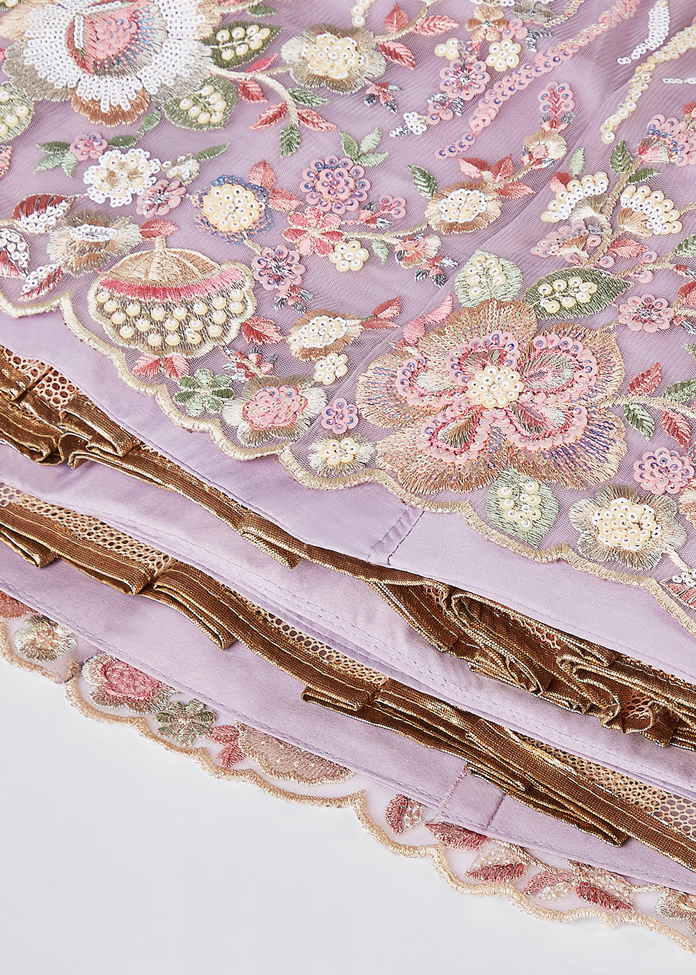 Lilac Purple Net Lehenga Choli With Sequins & Thread Embroidery Work | Ready To Wear - qivii