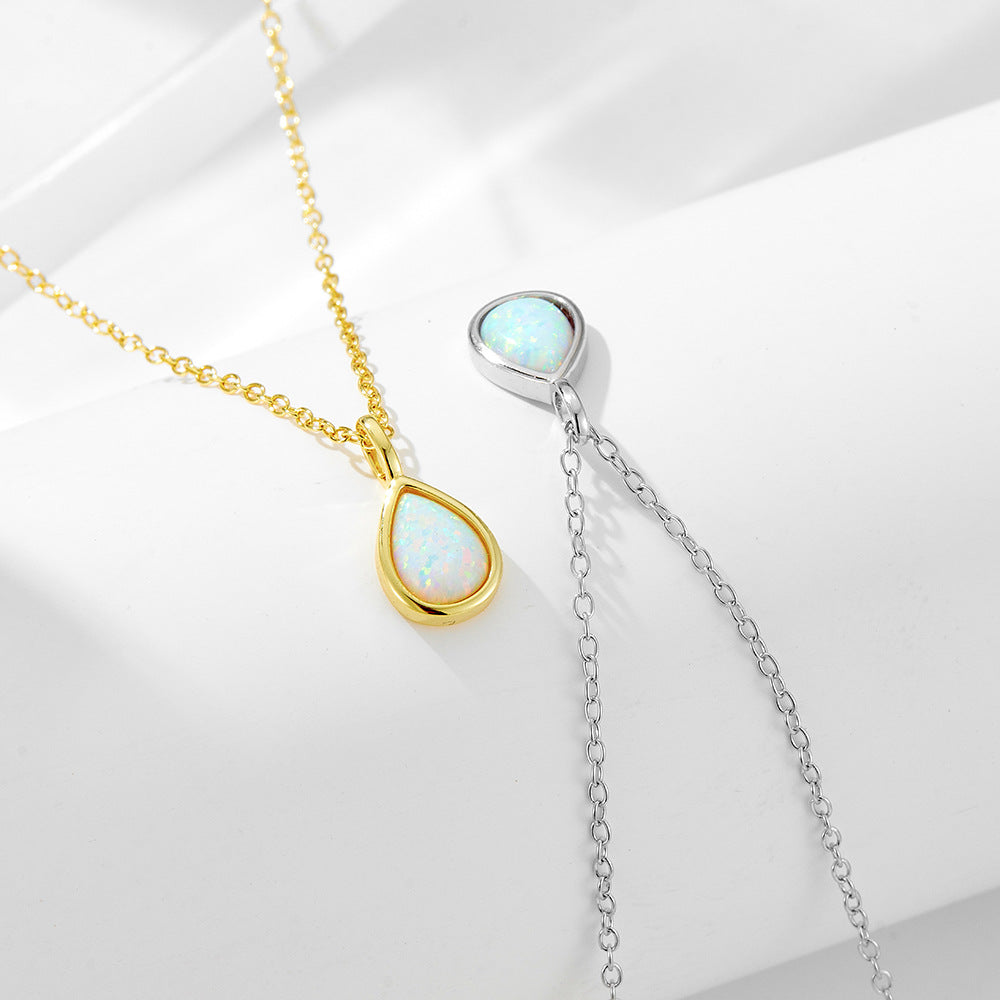 S925 Sterling Silver Waterdrop Pendant Clavicle Necklace