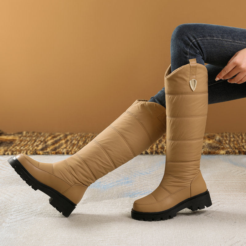 Women's Monroe Knee-High Boots - Waterproof Quilted Winter Boots with Plush Faux Fur Lining & Chunky Rocker Sole (US 4-11)