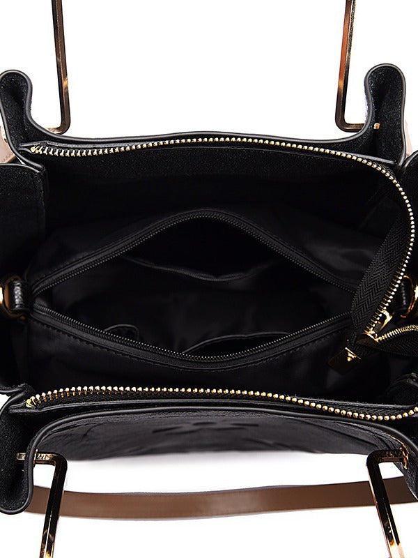 Women's Grain & Grace Bucket Bag - Vintage Embossed Carryall with Detachable Pouch for Women | Textured Leather Mother-Daughter Tote