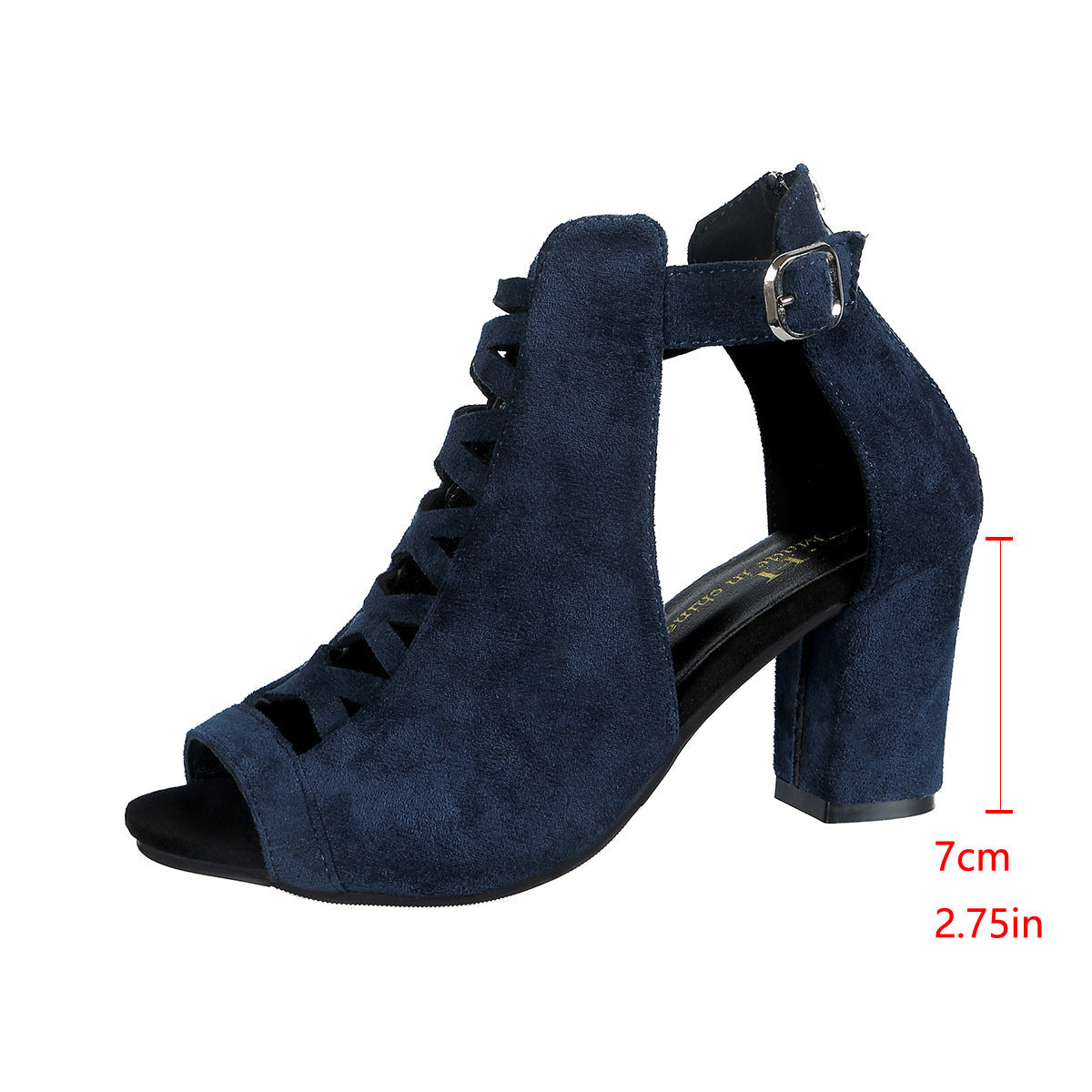 Women's Odette Suede Peep-Toe Cutout Bootie Sandals – Buckle Strap Chunky Heel Sophisticated Boot Sandals (US 3.5–11.5)
