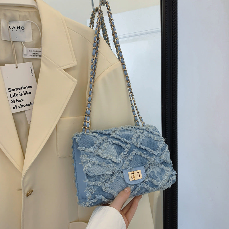 Women's Luxury Vintage Embossed Crossbody Bag – Argyle Quilted Denim Underarm Shoulder Bag for Women | Sophisticated Boho Chic
