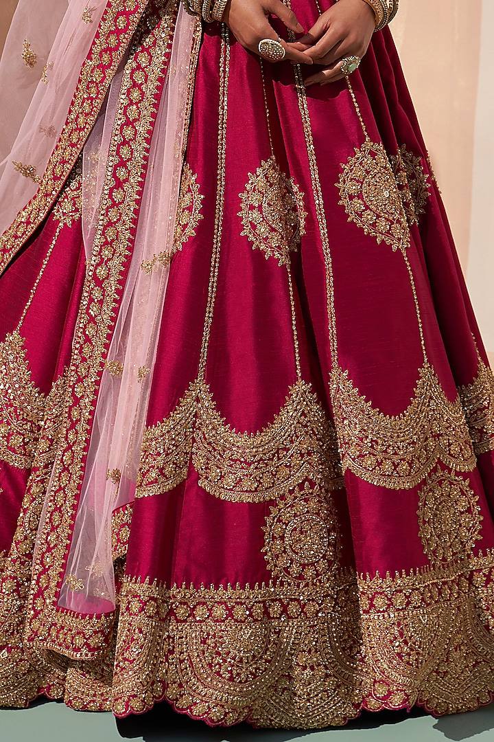 PINK JALPARI SILK WITH EMBROIDERY SEQUENCE ZARI DESIGN WORK LEHENGA - INSPIRED | Ready To Wear - qivii