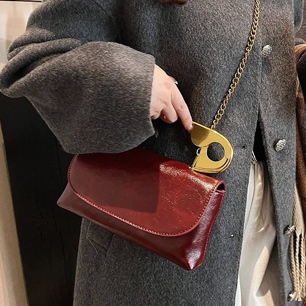 Women's Retro-Chic Square Crossbody Bag Convertible Shoulder Bag with Detachable Paperclip Handle & Monochrome Versatility