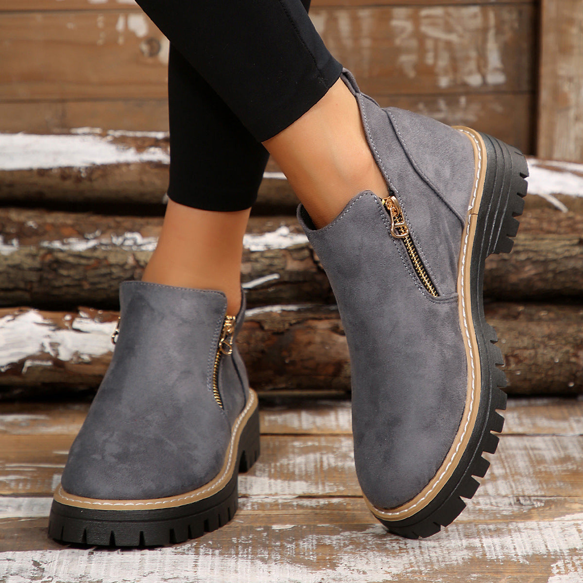 Women's Metro Chelsea Boots - Side-Zip Suede Ankle Boots with Chunky Heel (US 5-10.5)