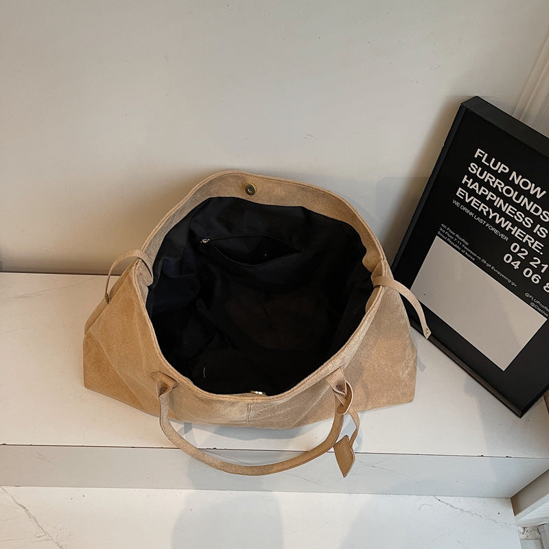 Women's Luxe Suede Minimalist Tote Bag — Spacious Carryall with Curated Everyday Elegance