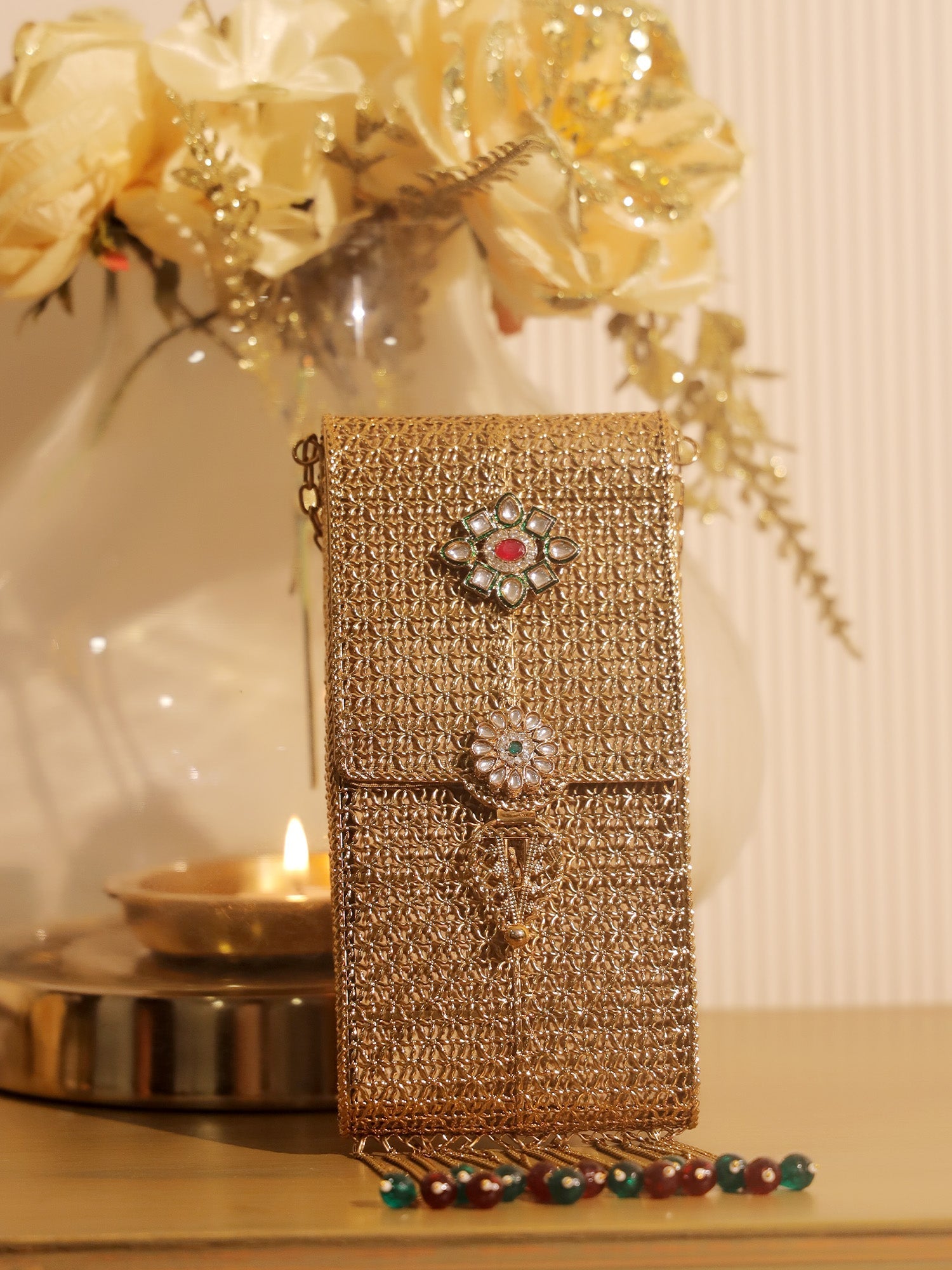 Shristi Golden Mobile Pouch