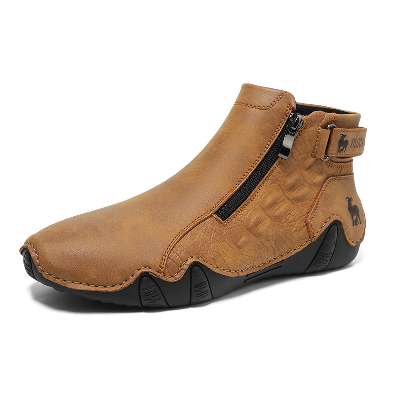 TrailFlex Pro Men's Boots Large Size Zip-Up Combat Boots for Outdoor & Casual Wear