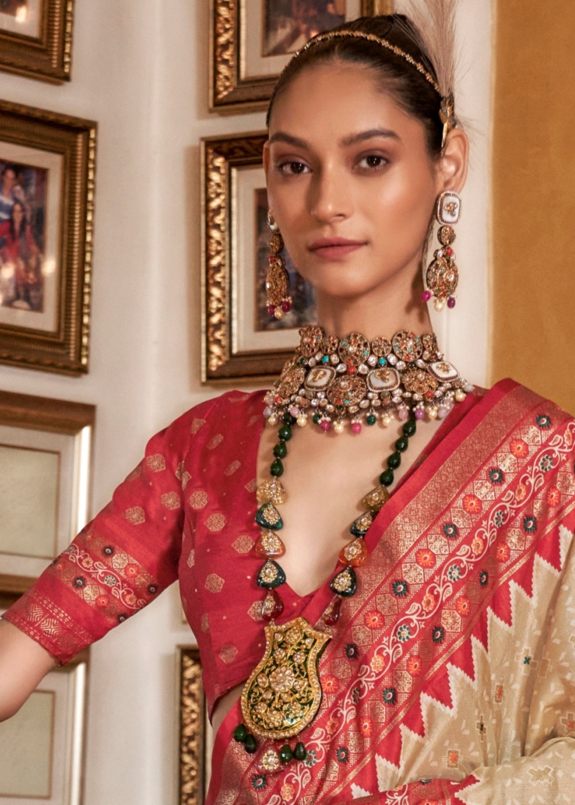 Sand Brown Silk Saree With Traditional Classic Design - qivii